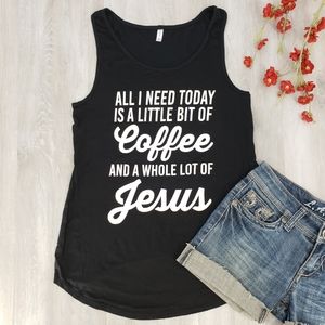 NEW Coffee and Jesus Graphic Tank Top in Black